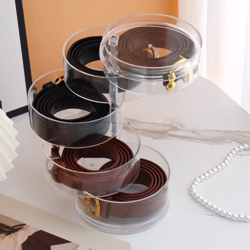 Women's Belt Belt Storage Box Rotating Multi-Layer Collection Display Transparent Display Necklace Hand Jewelry Jewelry Box