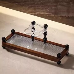 电动牙刷漱口牙杯置物架桌面置物免打孔双人古风木质轻奢高颜值