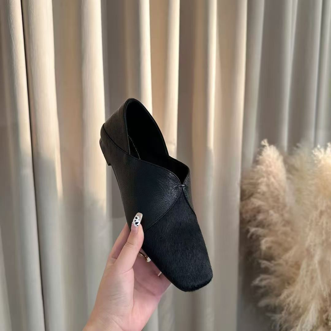 Zapatos de cuero de estilo británico para mujeres 2026 verano nuevo retro zapatos cuadrados zapatos de cabeza simple cómodos y poco profundos zapatos versátiles