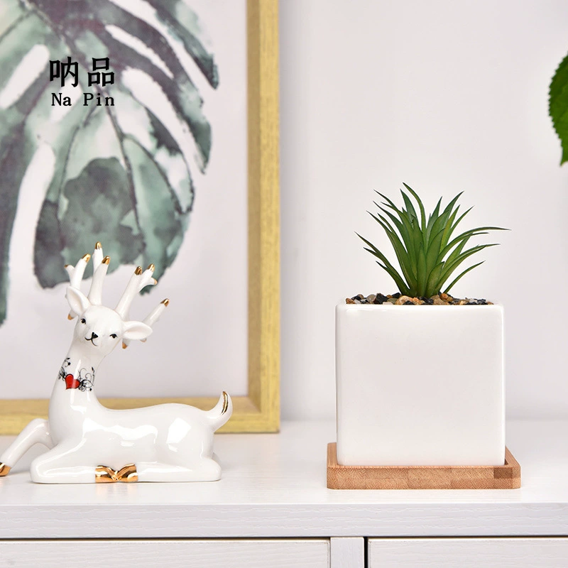 Suopin внешняя торговля экспорт простой современный белый фарфор высокий квадратный керамический цветочный горшок для суккулентов трансграничная электронная коммерция оптом эксклюзивный