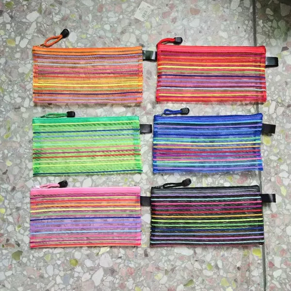 Zw-295 Mixed Color Pencil Case Canvas Stationery Bag Student Simple Ins Style Wholesale