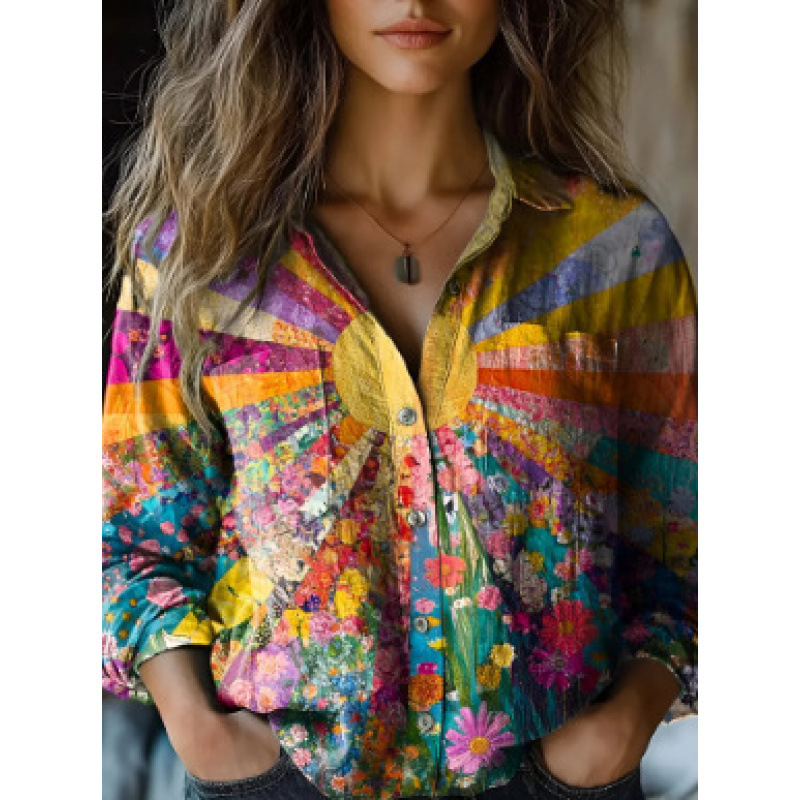 New 2025 foreign trade women's shirt, cross-border top, cardigan, shirt, Amazon D-style, long sleeve with pockets, women's clothing