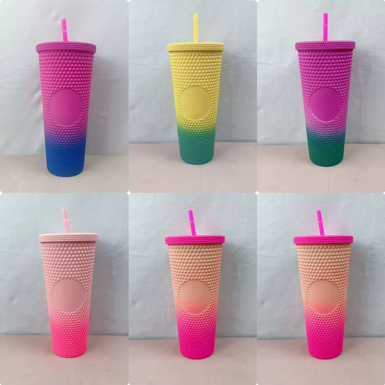 Double-layer plastic capacious glass with glass, (Cross-border trading), 710 ml, gradient