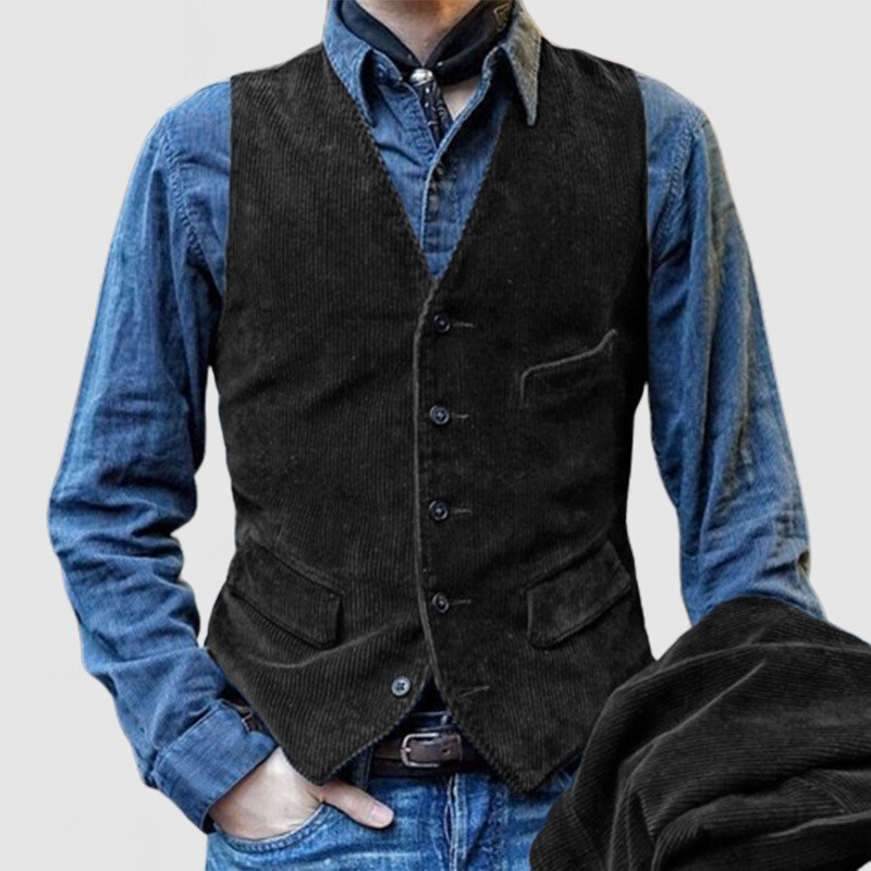 2025 Cross-Border Amazon Independent Station American Retro Men's Vest Corduroy Suit Casual Vest Youth