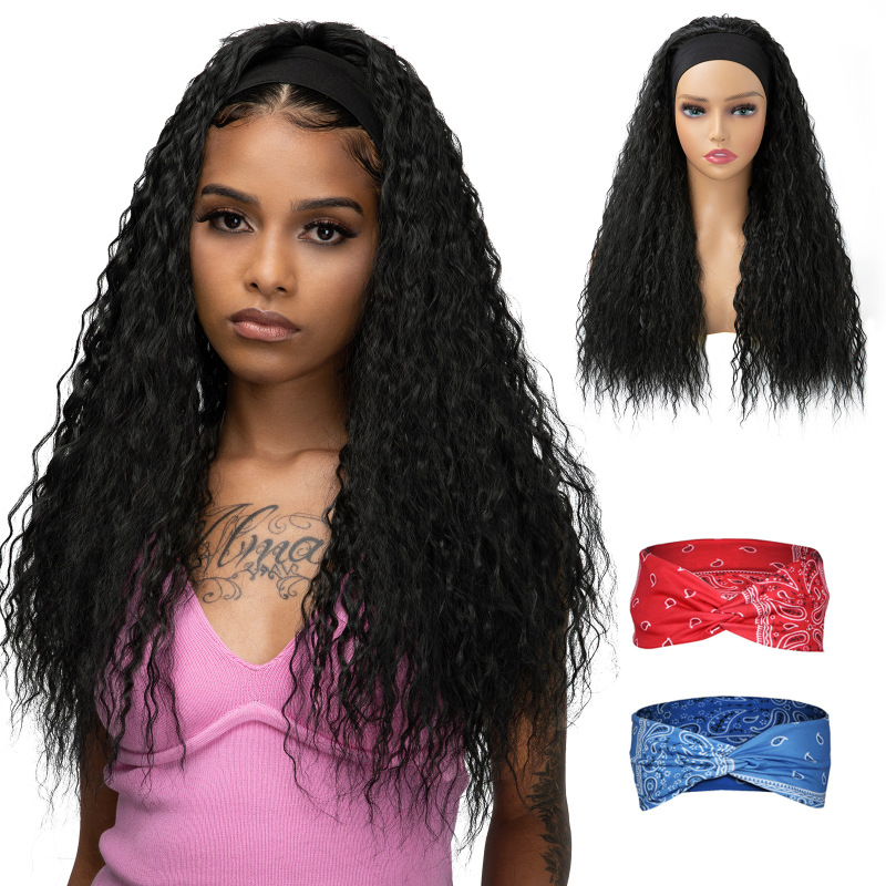 Foreign trade cross-border European and American wig female wool curly hair headband half head cover Chemical Fiber wig hair wigs