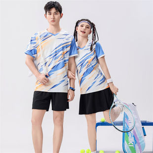 Quick-Drying Breathable V Neck Badminton Short-Sleeved Tops Family Summer Sports Games Student Class Uniforms Short-Sleeved Preppy Style