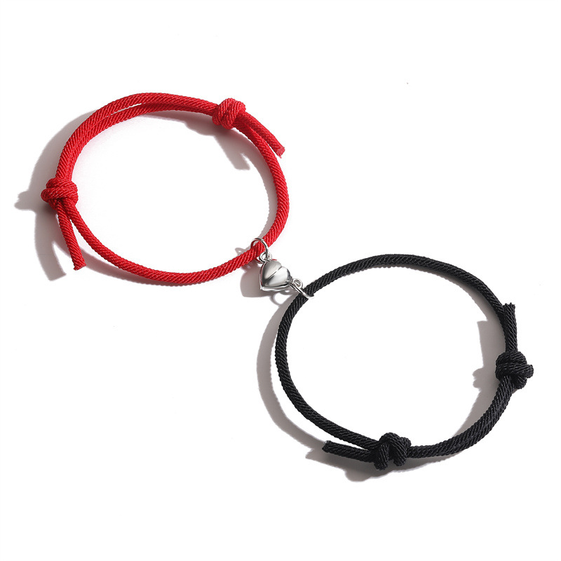 Brazalete de pareja de corazón nicho femenino diseño sensación de absorción de piedra de hierro tendencia brazalete conjunto de joyería transfronteriza