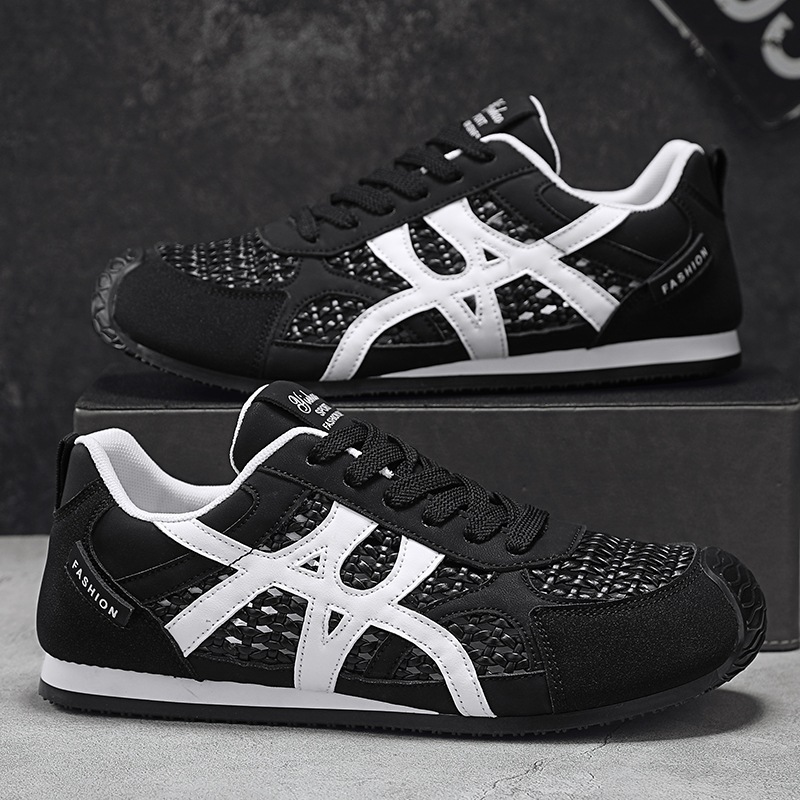Zapatos de hombre huecos tejidos, zapatos de entrenamiento alemán de verano, zapatos casuales de moda para hombre, zapatos deportivos transpirables para estudiantes, nuevos hombres 2025