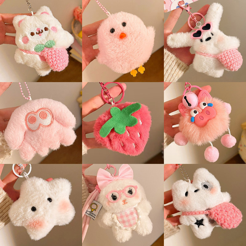 Cartoon Plush Doll Pendant, Cute Girl Bag Keychain, Bag Decoration, Small Gift for Promotional Activities and Street Stalls