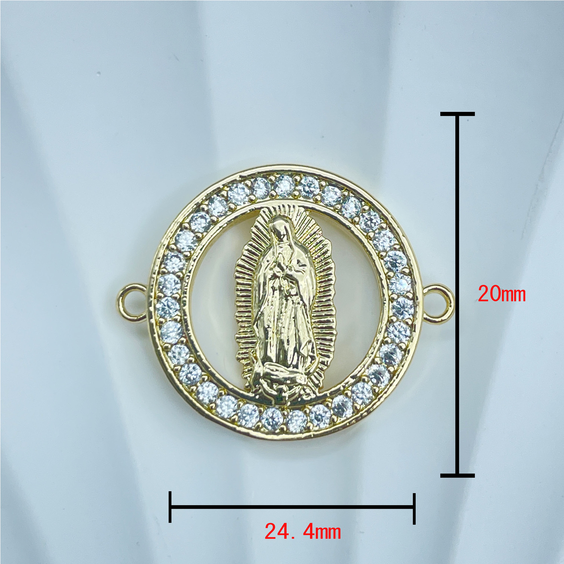 Copper Material 1 Piece 23.2*18mm Copper Zircon Human Geometric Virgin Mary Pendant Connectors Jewelry Accessories