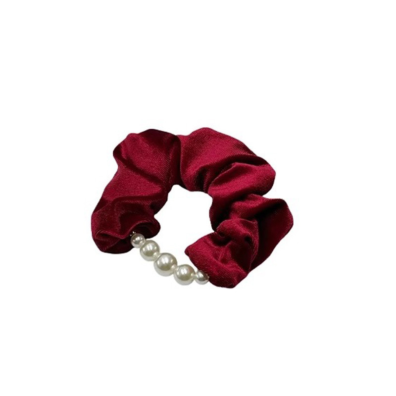 Anillo de cabello de perla de terciopelo, elegante femenina, cuerda de cabello de cola de cabello baja, alta elasticidad no dañando la banda para el cabello.