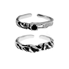 小眾設計暗黑滴釉簡約中性開口戒指女輕奢高級感情侶對戒嘻哈指環