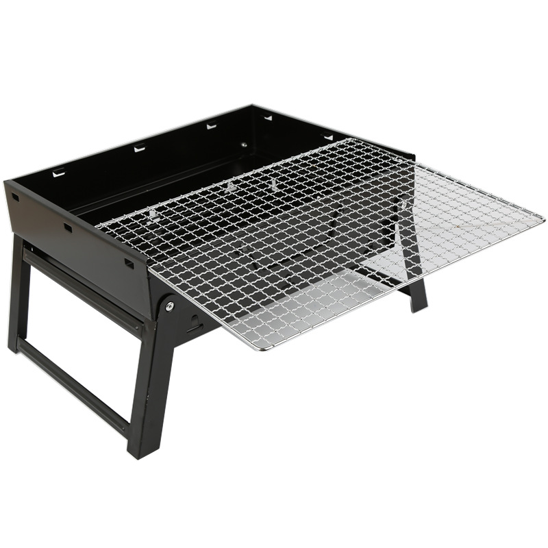 Fábrica personalizada BBQ tamaño negro horno de acero parrilla plegable parrilla parrilla parrilla parrilla al aire libre
