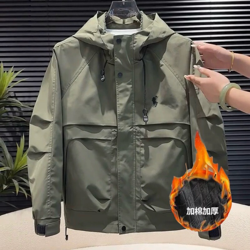 Autumn and Winter New Style Jacket for Men, Handsome and Fashionable Youth Windproof Hooded Jacket, Casual Workwear, Warm Cotton Jacket