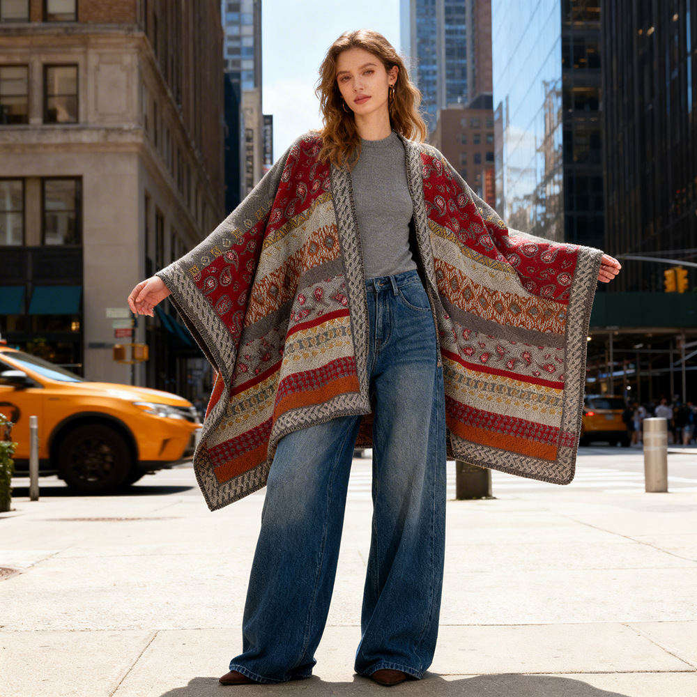 Nuevo cachole jacquard de otoño y invierno, bufandas de cachemire de doble cara, moda europea y americana, explosión popular