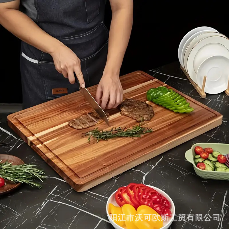 相思木菜板砧板实木加厚深水槽双面可用可剁肉熟食盘跨境出口货源