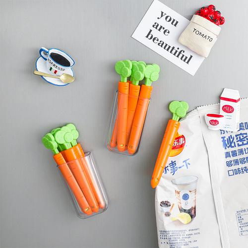 Korean carrot sealing clip creative snack food sealing machine 5 packs with magnet storage box sealing clip
