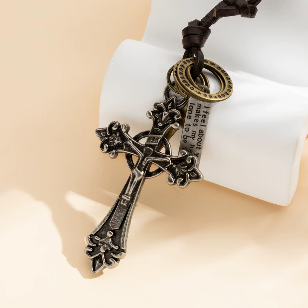 Amazon трансграничное ретро длинное колье из воловьей кожи