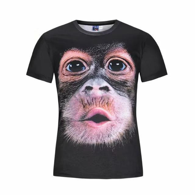 Manufacturer Wholesale Gorilla Funny Abstract T-Shirt 3D Printed Casual Men's Home Short-Sleeved Monkey Pattern Top
