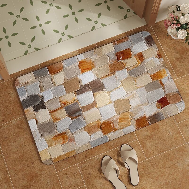 Vintage-style diatomaceous earth floor mat, personalized home bathroom entrance cooling foot mat, non-slip and water-absorbent mat, available for wholesale Vintage-style diatomaceous earth floor mat, personalized home bathroom entrance cooling foot mat, non-slip and water-absorbent mat, available for wholesale