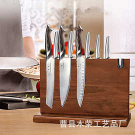 跨境磁吸刀架双面磁铁性菜刀座木质刀具木质砧板免打孔刀具收纳架