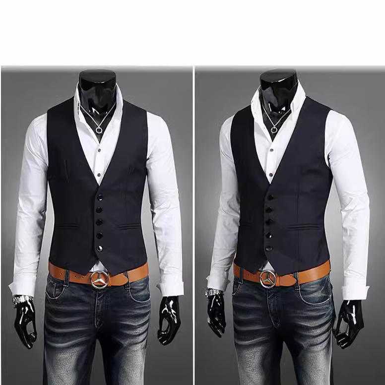 2025 Autumn and Winter Men's Cross-Border Wish Trendy Korean Style Slim Vest Jacket Suit Vest Large Size 5XL Vest 8702 2025 Autumn and Winter Men's Cross-Border Wish Trendy Korean Style Slim Vest Jacket Suit Vest Large Size 5XL Vest 8702