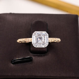 14k Gold Ace Cultivated Diamond Ring D Color 2 karat Proposal Diamond Ring Super Flash Pattern Ring Arm Retro Ring for Women