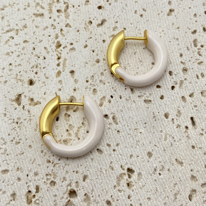 Fashion U Shape Copper Enamel Earrings 1 Pair