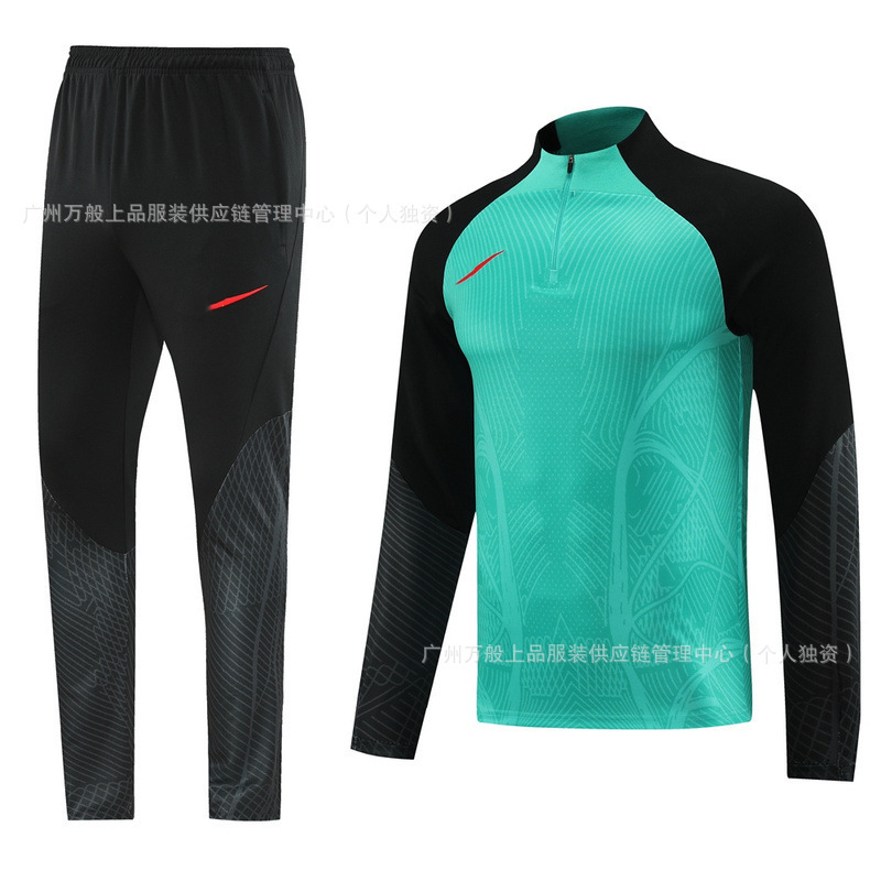 NB半拉链冬装长袖长裤套装训练俱乐部基础足球服球衣长拉logo外贸|undefined