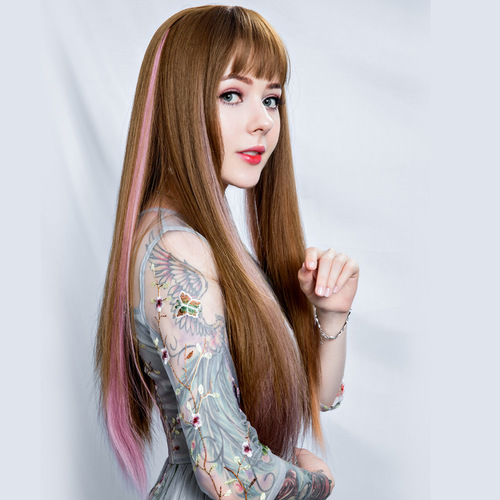 Colorful False Hair Piece for Women, Long Straight Hair, Pick Dye Gradient Invisible Natural One-Piece Straight Wavy Hair Clip-In Extension Ears Hair Color