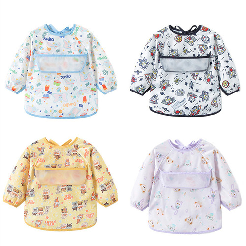 Foreign trade export children's waterproof smock baby long-sleeved eating clothes infant and toddler reverse dressing EVA bib eating pocket