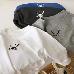 100% Cotton Children's Long-Sleeve Shirt Spring and Autumn Style Soft Fabric T-shirt for Boys and Girls Simple and Cute Top Under Shirt