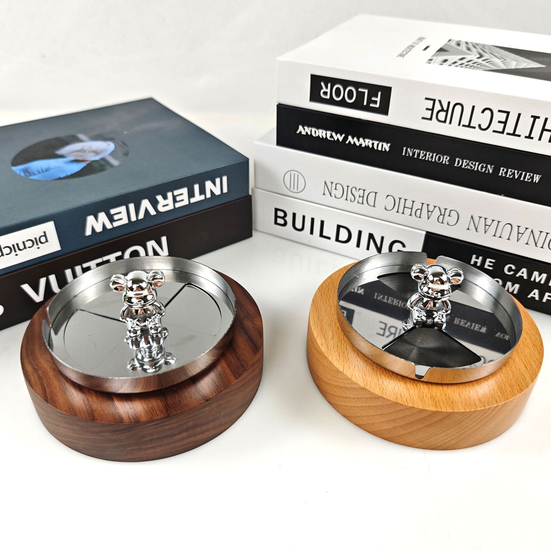 Ceniciero giratorio de nuez negra creativo para el hogar sala de estar de hotel sala de reuniones de cigarrillos adornos regalos de madera