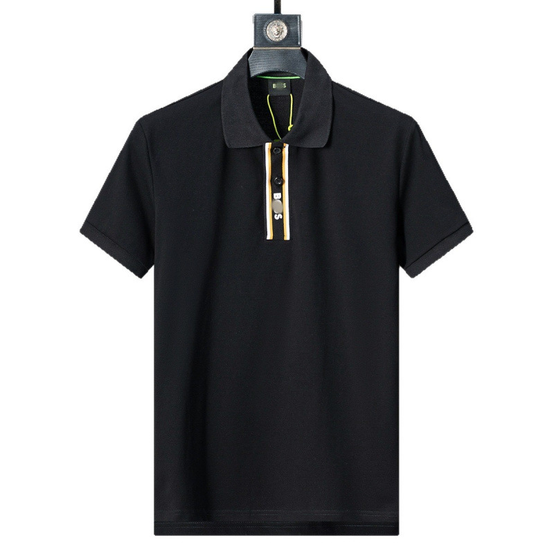 25 nuevo verano estación europea de hombre con solapa de algodón de perla camisa polo de manga corta moda transfronteriza comercio exterior un agente de cabello