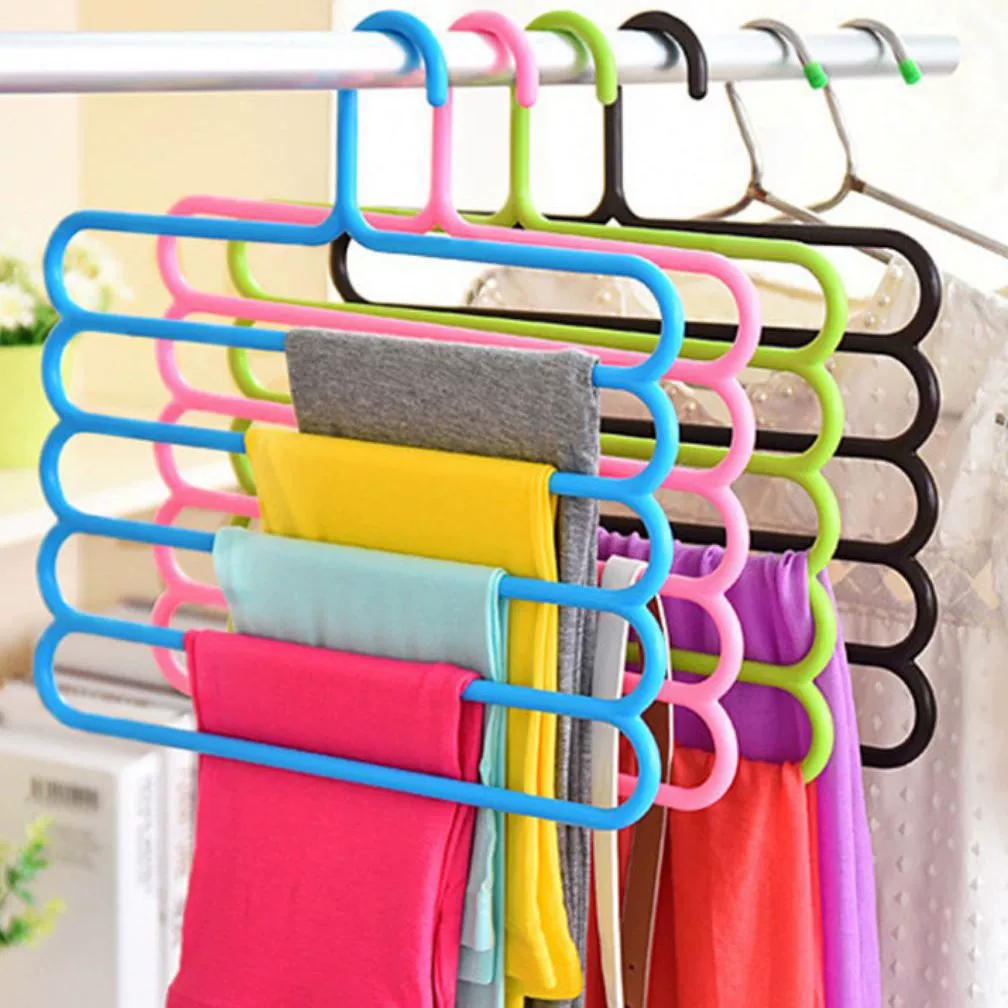 Цветная нескользящая многослойная полка для брюк _ многофункциональный шкаф 5 слоев вешалка для брюк _ вешалка для шарфа