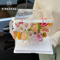 芯苼PVC透明蛋糕花束禮盒玫瑰鮮花長方形包裝盒花藝材料diy手工盒
