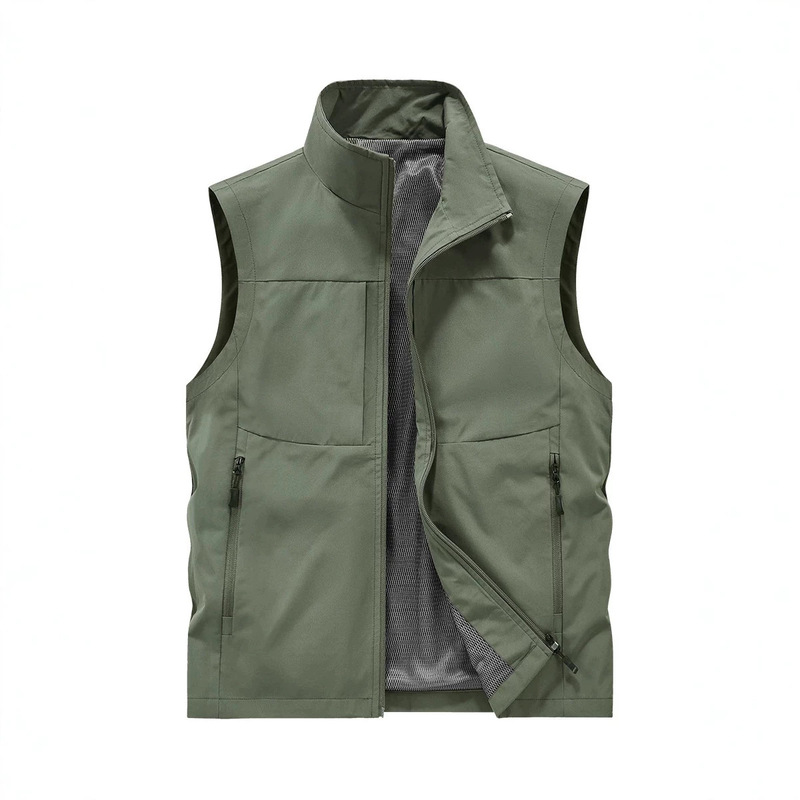 Cross-Border Spring and Autumn Thin Vest with Stand Collar and Multiple Pockets, Outdoor Vest, Casual Photography Team Building Waterproof and Windproof Jacket Cross-Border Spring and Autumn Thin Vest with Stand Collar and Multiple Pockets, Outdoor Vest, Casual Photography Team Building Waterproof and Windproof Jacket