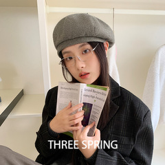 批发韩国2025年早秋新款日系文艺复古贝雷帽女大头围显脸小画家帽