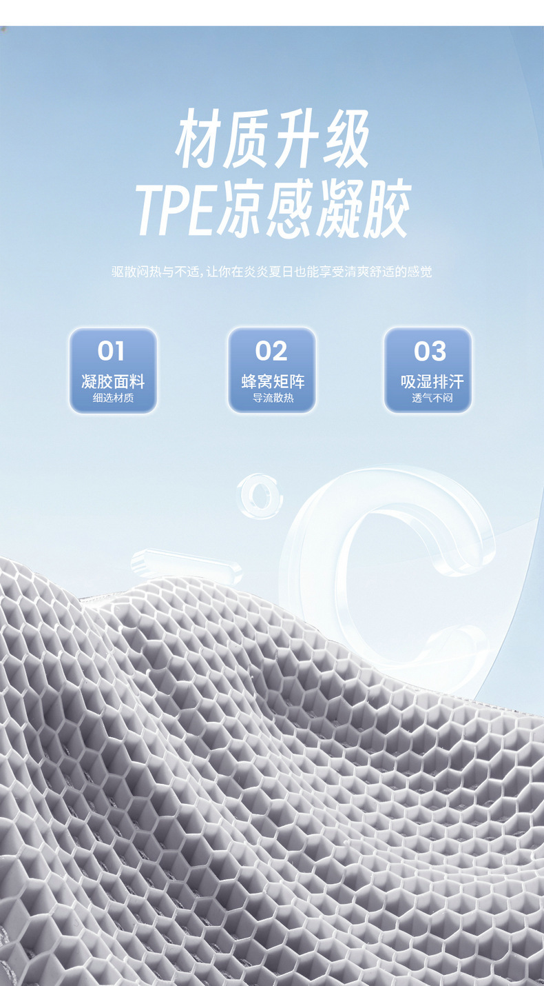 Summer Honeycomb Gel Cushion for Long Sitting, Breathable Car Lumbar Support, Office and Children's Cooling Pad, Lumbar Support Cushion, Ice Pad, Protective Pillow