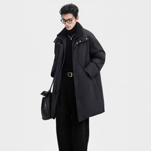 2025冬季新款中长款假两件立领羽绒服男士高充绒量保暖羽绒外套男