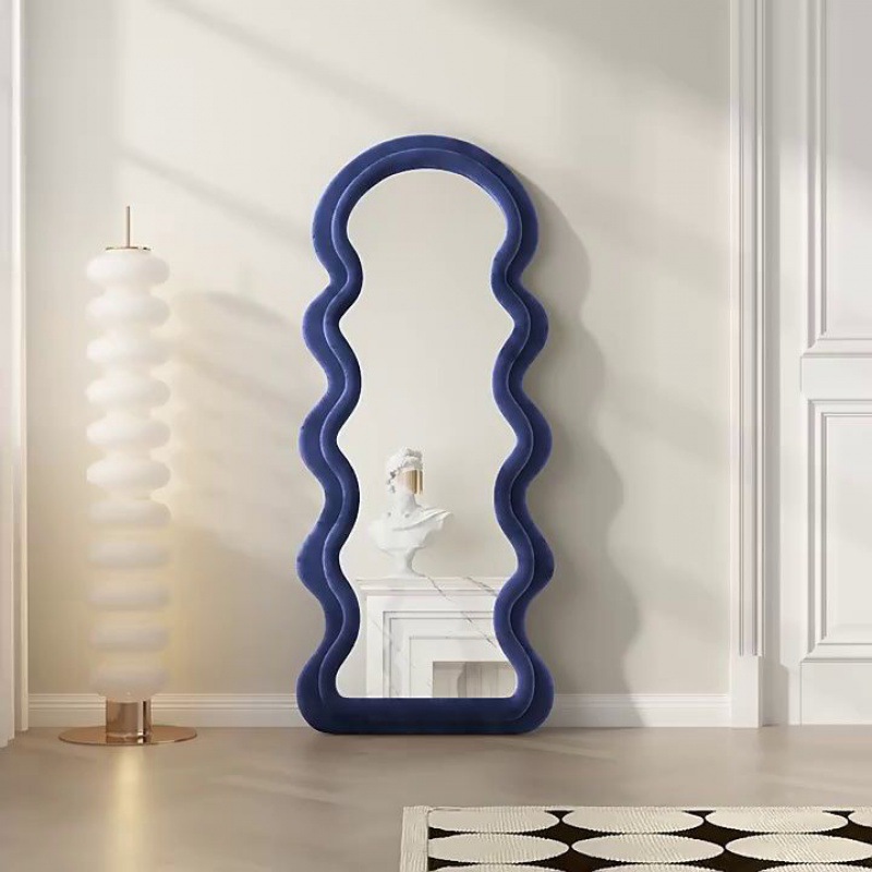 3x Full-length floor-to-ceiling mirror Internet celebrity girl home dressing mirror ins style wave shaped dormitory clothing store fitting