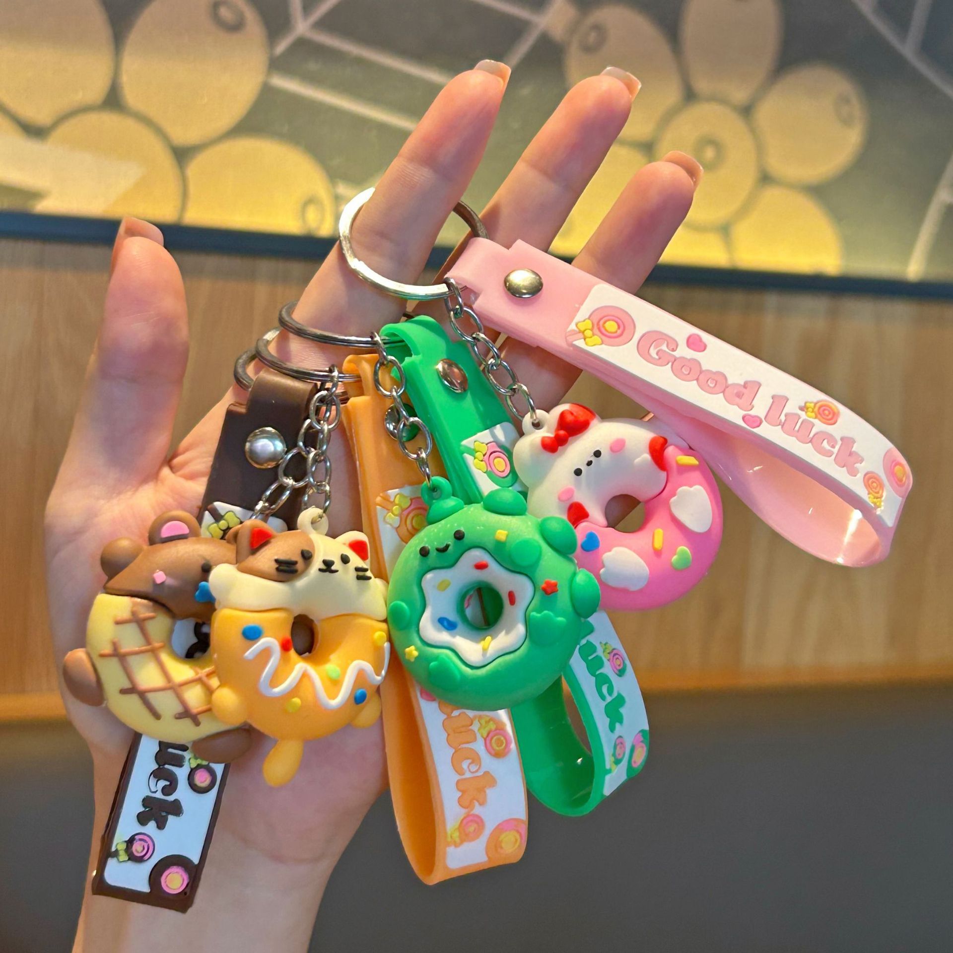 Cartoon Donut Keychain Cute Doll Car Bag Pendant Cartoon Creative Small Gift Key Pendant