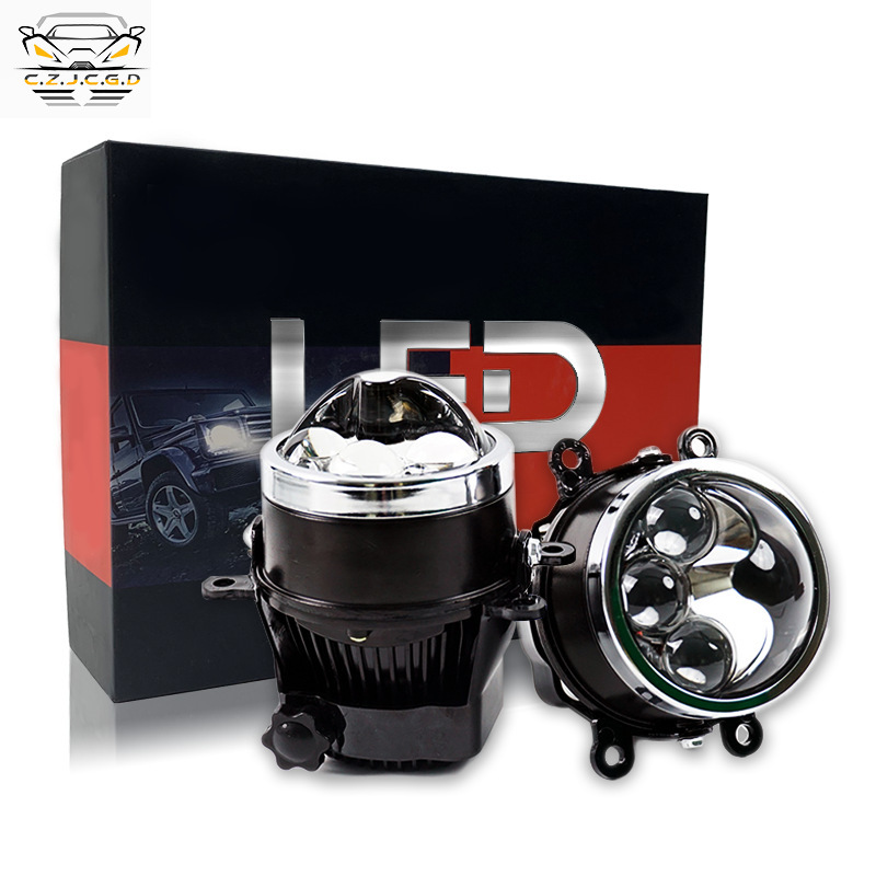 Auto LED 3 pulgadas tres luz de niebla directa doble lente de luz alta y corta luz 80W super brillante oro ojo láser niebla image 1