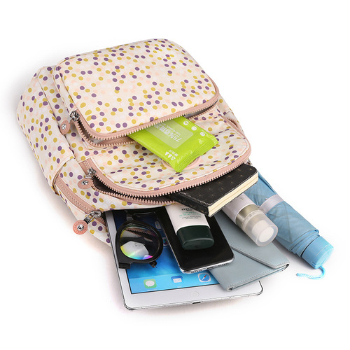 Trendy Ladies Dual Strap Bag 2024 Winter New Nylon Print Casual Travel Backpack Floral Ethnic Style Backpack