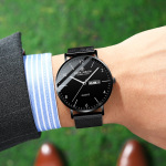 路易爵伦跨境爆款手表男防水夜光时尚网带手表经典潮流男士石英表