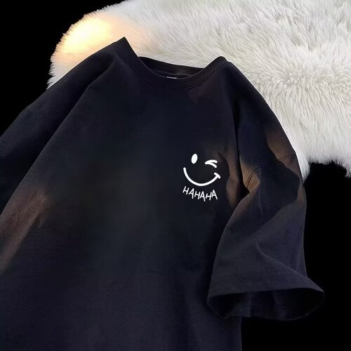 Teenagers loose short-sleeved men's round collar summer new T-shirt men's breathable print Logo base shirt top
