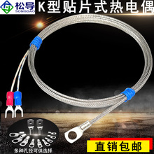 K型贴片热电偶表面垫片螺丝固定Pt100冷压鼻圆孔测温高温探头