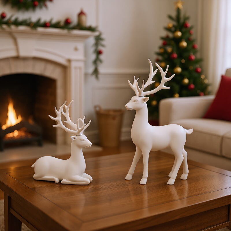 Cross-Border Dropshipping Christmas New Modern Simple Mother and Child Deer Plastic Crafts Living Room Entrance Study Decoration