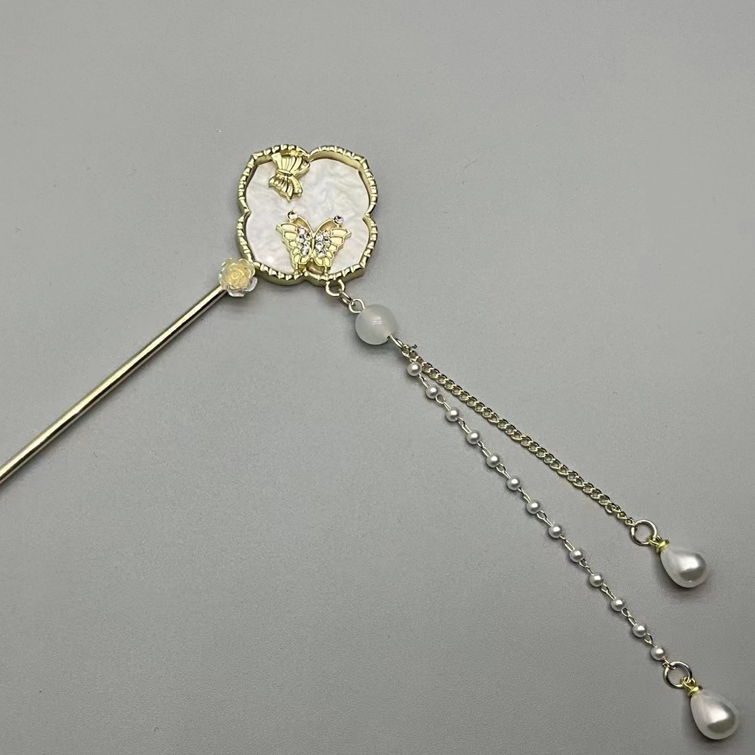 Estilo antiguo paso sacudida borla ventilador horquilla hembra de alto grado updo horquilla nuevo cheongsam chino Hanfu hairpin tocado