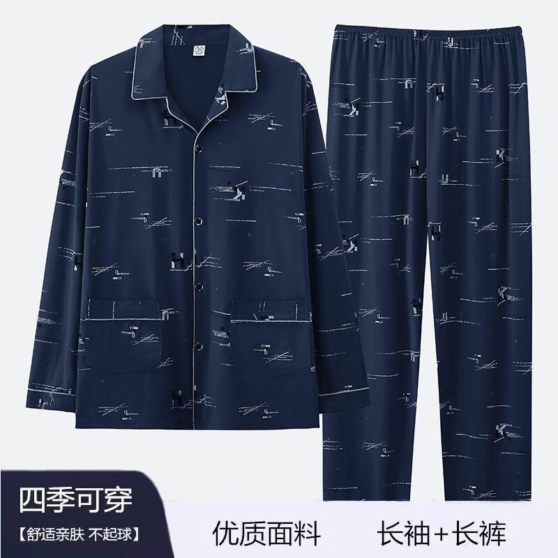 Pijamas de hombre primavera y otoño 100% algodón de manga larga cardigan traje casual suelto más tamaño verano desgaste en el hogar cuatro estaciones